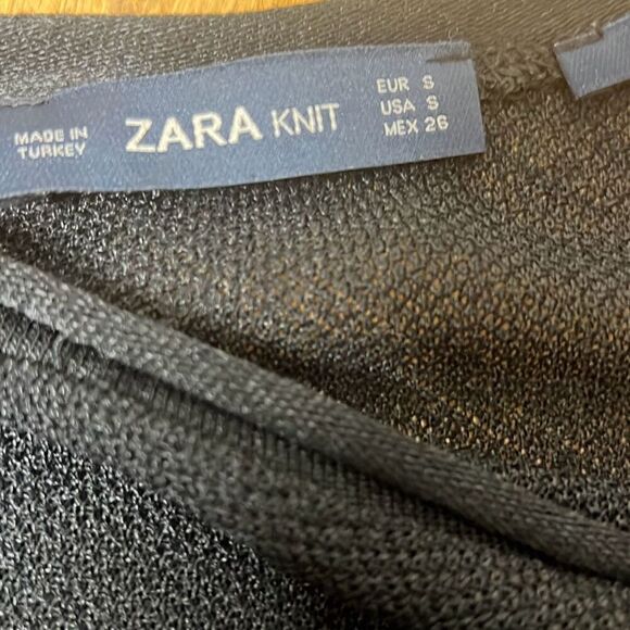 Zara light weight black top sweater pearls S - Picture 9 of 13